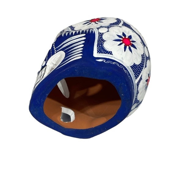 Mexican Clay Skull Hand painted - Picture 5 of 7